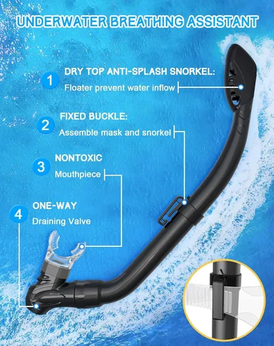 Miniatura 6 de Gintenco Juego de esnórquel para niños, máscara de buceo para niños como gafas de natación unisex, juego de máscara de buceo antivaho y esnórquel