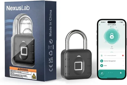 NexusLab Candado Inteligente de Huella Dactilar, Cerradura de Casillero, Candado de Gimnasio con Control de Aplicación TUYA, Resistente al Agua