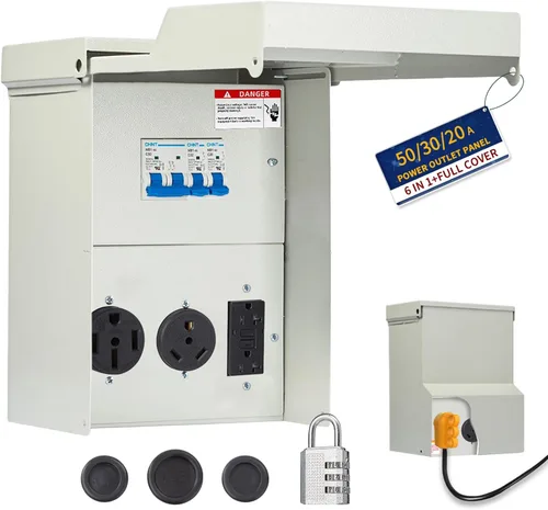 Miniatura 7 de Panel de Salida de Energía Temporal - con Caja de Salida de Energía RV de 30 Amperios, Salida GFCI de 20 Amperios, Panel Eléctrico RV Precableado