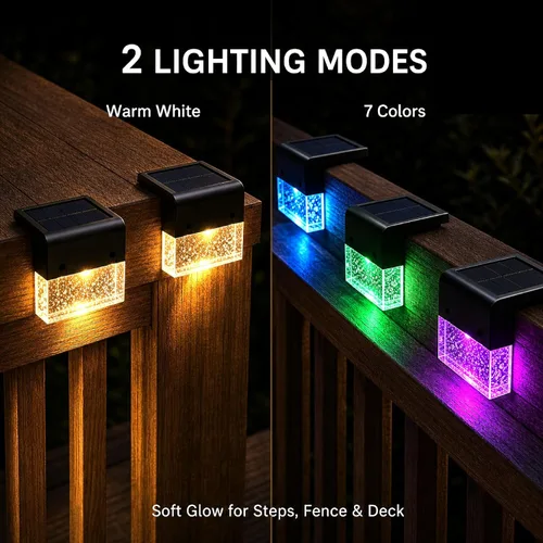 Miniatura 3 de SUNFACE Paquete de 4 luces solares para escalones para exteriores, impermeables, luces LED brillantes con 2 modos de iluminación, blanco cálido y 7