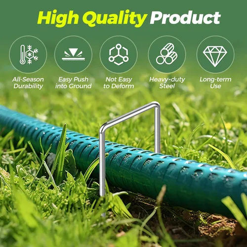 Miniatura 3 de Verdeluxe Paquete de 25 Grapas de Jardín, Estacas de Jardín Galvanizadas en Forma de U de 6 Pulgadas Calibre 11, Estacas Resistentes para Patio
