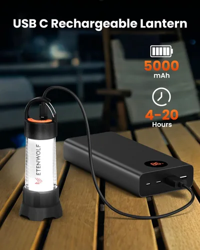 Miniatura 8 de ETENWOLF Linterna de campamento ultra brillante, mini linterna LED de 1000 lúmenes, linterna recargable de 5000 mAh con 6 modos, luz portátil