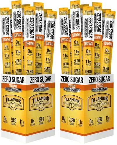 Miniatura 11 de Tillamook Country Smoker Salchichas ahumadas sin azúcar, aptas para dieta cetogénica, original, 1.25 onzas, 24