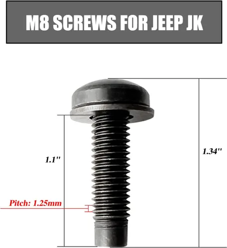 Miniatura 5 de Tornillos para Jeep Wrangler JK, pernos M8 aplicados al marco del parabrisas, barra antivuelco, portón trasero, bisagras duras de puerta, soportes