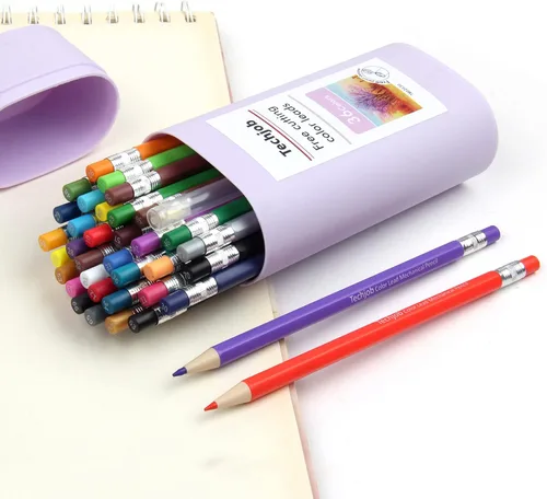 Portaminas de colores de 0.096 pulgadas para colorear y dibujar, lápices mecánicos de colores, lápices mecánicos con sacapuntas y estuche portátil,