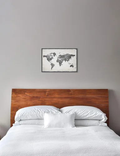 Miniatura 5 de The Oliver Gal Artist Co. Maps - Lienzo decorativo para pared, diseño de Mapamundi Grey, decoración del hogar, 30 x 20 pulgadas, gris, blanco