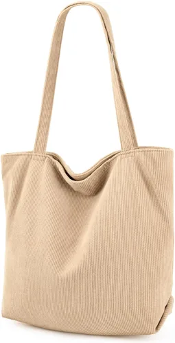 Miniatura 20 de Bolso de pana Iioscre para mujeres, bolsos hobo con cierre de cremallera, bolsos de hombro casuales de gran capacidad con bolsillos interiores