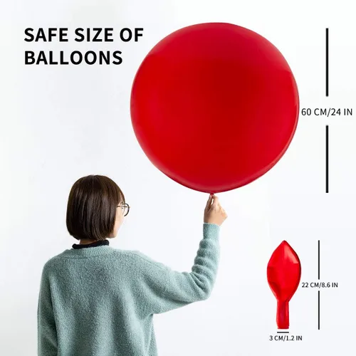 Miniatura 2 de Globos redondos gigantes de 24 pulgadas, paquete de 10 globos de látex negro para sesiones de fotos, bodas, baby shower, decoraciones de fiesta