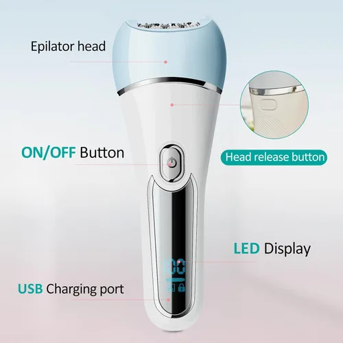 Miniatura 2 de Depiladora para mujeres, depiladora 6 en 1, afeitadora, maquinilla de afeitar, cepillo facial, masaje facial y exfoliante corporal, depilación