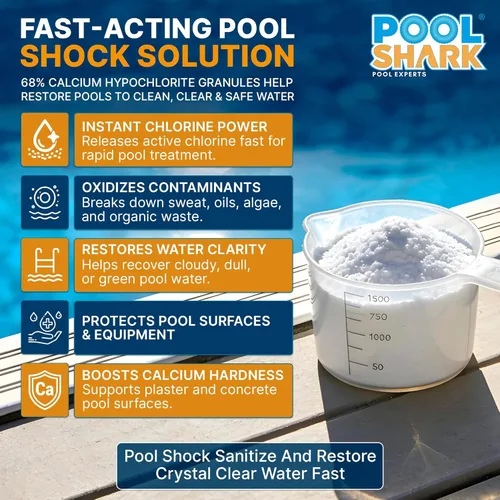 Miniatura 5 de Shock de Piscina de Hipoclorito de Calcio al 68% para Piscinas - Gránulos de Cloro Shock para Piscina de Natación Cubeta de 50 libras - Cloro