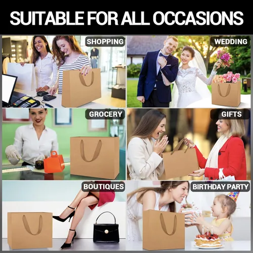 Miniatura 5 de EUSOAR Bolsas grandes para envolver regalo a granel, 20 bolsas de papel kraft de 12.5 x 4.5 x 11 pulgadas con asas, bolsas de envoltura
