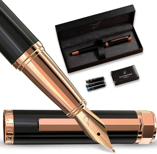 Miniatura 23 de Ellington Pens Juego de pluma estilográfica de lujo, punta fina y suave, incluye 3 cartuchos de tinta, convertidor de tinta recargable, caja de El