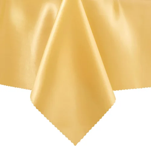 Miniatura 5 de SiinvdaBZX Paquete de 4 manteles de satén dorado de 108 x 54 pulgadas, manteles de comedor suaves y brillantes para mesa rectangular de 6 pies