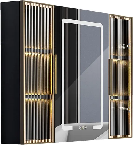Miniatura 11 de Botiquines empotrados para baño con espejo, solo gabinete de medicina empotrado con desempañador, atenuador, tomas de corriente y USB, tres puertas