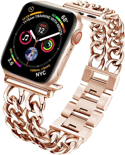 Miniatura 11 de Compatible With Apple Watch Band 38mm 40mm 41mm 42mm 44mm 45mm Ultra Stainless Steel Metal Cowboy Chain Style Replacement iWatch Series87654321