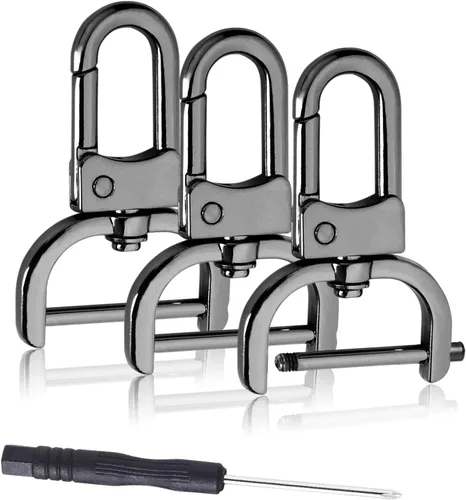 Miniatura 9 de Paquete de 6 ganchos giratorios desmontables de 1 pulgada, cierre de pinza de langosta de metal con destornillador para accesorios de llavero