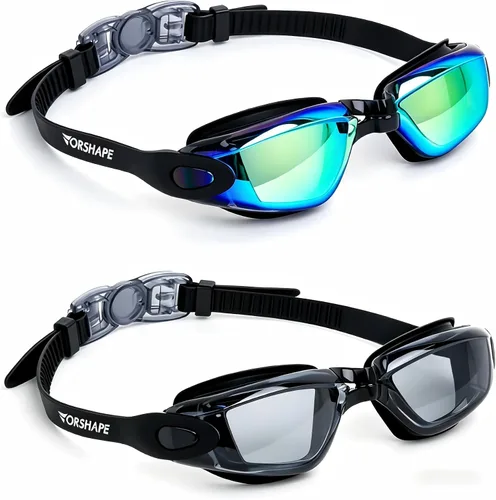 Miniatura 17 de Gafas de natación: paquete de 2 gafas de natación antivaho, sin fugas, protección UV, para adultos, hombres, mujeres, jóvenes Azul & blanco