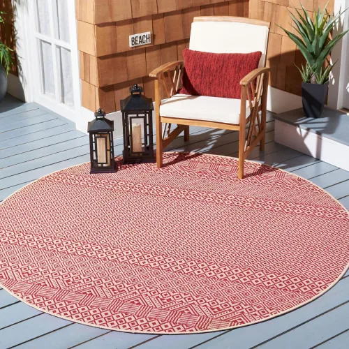 Miniatura 38 de SAFAVIEH Alfombra lavable para exteriores, colección Courtyard de 2.3 x 6.7 pies, beige y azul aguamarina, no desprende pelusa y es fácil