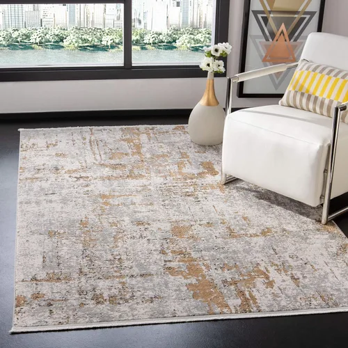 Miniatura 7 de SAFAVIEH Shivan Collection - Alfombra decorativa de 2 pies 2 pulgadas x 4 pies, gris y dorado, diseño abstracto moderno, no desprende pelusa