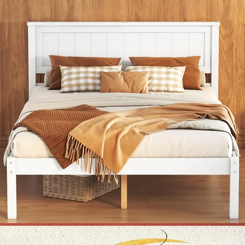 Miniatura 10 de Harper & Bright Designs Base de cama de madera de tamaño individual con cabecero y estribo, no necesita somier, espresso