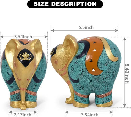 Miniatura 4 de Estatua de elefante hecha a mano de resina – Escultura de decoración del hogar de 5.5 pulgadas de alto para estantería, oficina, escritorio, regalo