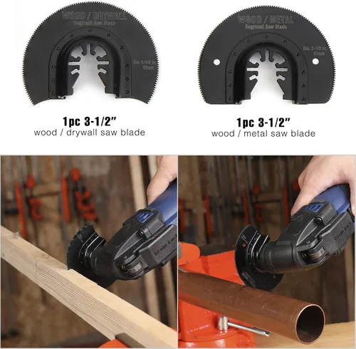 Miniatura 4 de WORKPRO 25 piezas de accesorios oscilantes multiherramienta, hojas de sierra oscilantes de liberación rápida para cortar madera y metal, plástico