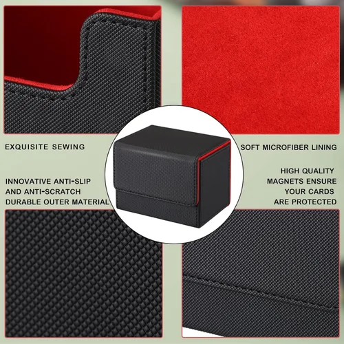 Miniatura 5 de Yookeer 4 Piezas Cajas de Cartas de Cubierta de Cuero Caja de Juego de Cartas de Cubierta para Caja de Cartas de Juego Coleccionables Compatible