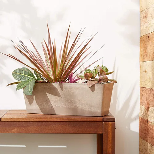 Miniatura 4 de Arcadia Garden Products PSW U45CT - Caja de ventana de plástico compuesto de piedra/madera, sin orificio de drenaje (perforable), 17.5 x 7 x 6