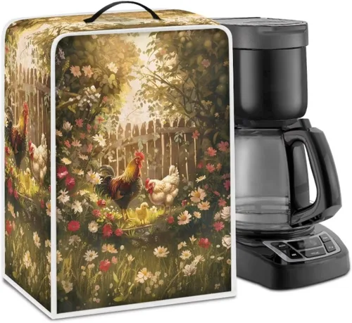 Miniatura 66 de Funda para cafetera, poliéster, azul, se adapta a la mayoría de máquinas de café estándar, protector resistente al polvo, huellas dactilares
