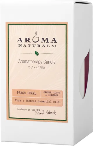 Miniatura 2 de Aroma Naturals Vela de Pilar Perfumada con Aceite Esencial de Naranja, Clavo y Canela, Peace Pearl, 2.5 pulgadas x 4 pulgadas
