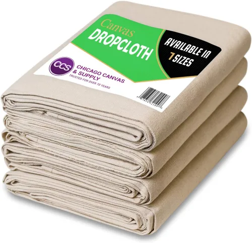 Miniatura 10 de CCS - Tela de lona para pintar, lona de algodón resistente para cortinas, manteles, telones de fondo, cubierta de suelo lavable y reutilizable