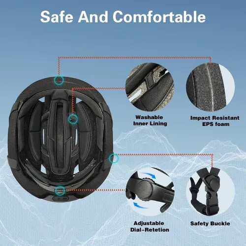Miniatura 6 de Casco de bicicleta, programa de aplicación inteligente, casco de bicicleta con luz recargable USB, luz trasera de montaña para adultos y hombres