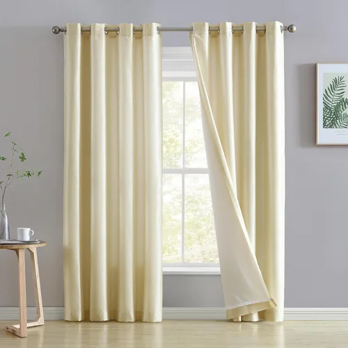 Miniatura 15 de HLC.ME Jefferson - Cortinas ligeras de seda sintética semitransparente con forro de microfibra y ojales para ventana de dormitorio, comedor y sala