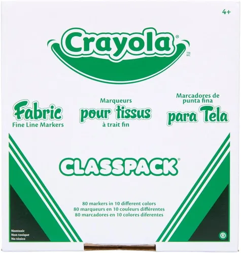 Crayola Classpack marcador de tela, diez colores surtidos, 80/caja
