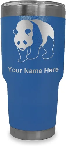 Miniatura 20 de LaserGram Vaso aislado al vacío de 20 onzas, oso panda, grabado personalizado incluido (negro)