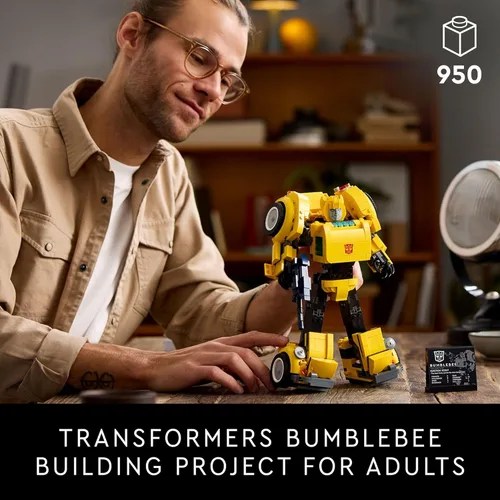 Miniatura 2 de Figura de acción LEGO Icons Transformers Bumblebee, juguete coleccionable de robot para adultos, set de construcción de modelo basado en la película