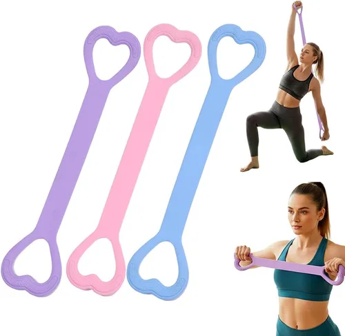 Figura 8 bandas de resistencia para mujer, nueva banda de resistencia con asas para entrenamiento, cuerdas elásticas para entrenamiento de Rosa