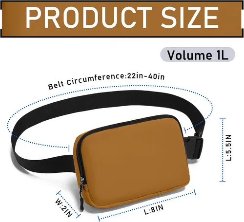 Miniatura 8 de Amazerbst Bolsa para cinturón, riñonera, bolsa para cinturón Everywhere, correa ajustable de 40 pulgadas, bolsa para cinturón para mujeres