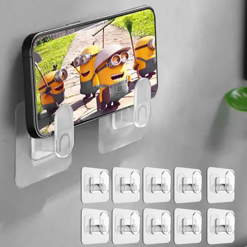 Miniatura 2 de DELITON Paquete de 10 bonitos ganchos adhesivos de almacenamiento transparentes, se adhieren en la pared para toallas, batas, abrigos transparente-1