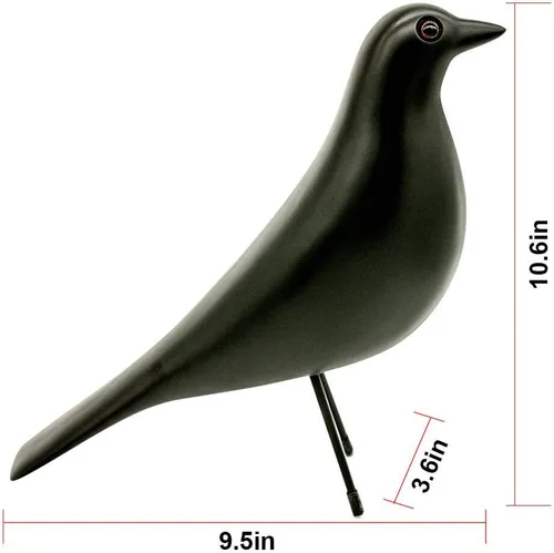 Miniatura 2 de Decoración de mediados de siglo para el hogar, pájaro de casa, decoración de oficina, escritorio, paloma, regalo para artes (negro)