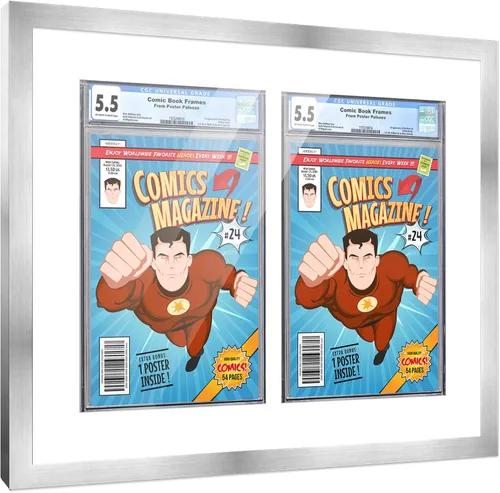 Miniatura 74 de Marco de cómic con paspartú para 8 CGC, CBCS o PGX Graded Comics - Marco de cómic blanco para cómics de 8.125 x 13 pulgadas Marco blanco