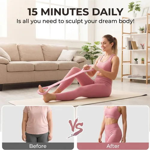 Miniatura 5 de Figura 8 bandas de ejercicio para mujeres y hombres, 3 bandas de resistencia, cuerda elástica de 8 palabras para entrenamiento, brazo, espalda