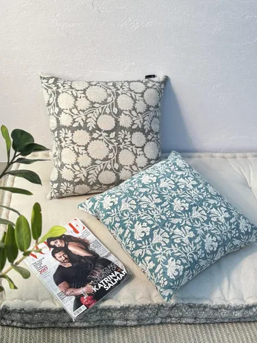 Miniatura 18 de Juego de 2 fundas de almohada decorativas de algodón indio vintage con estampado a mano (marrón ladrillo, 18 x 18 pulgadas (paquete de 2))