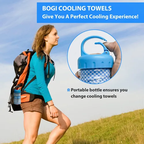Miniatura 8 de BOGI Toallas refrescantes para cuello y cara, toalla suave y transpirable para enfriamiento instantáneo, se mantiene fresca para yoga, deportes, Azul