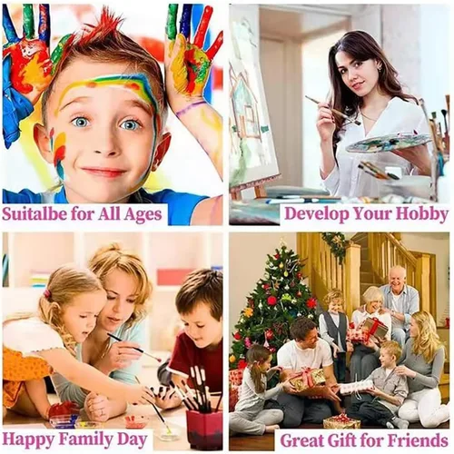 Miniatura 3 de Eiazuiks Pintura por números para adultos. Pintura de Navidad por números para adultos principiantes, pintura de dibujo con 3 pinceles, lienzo