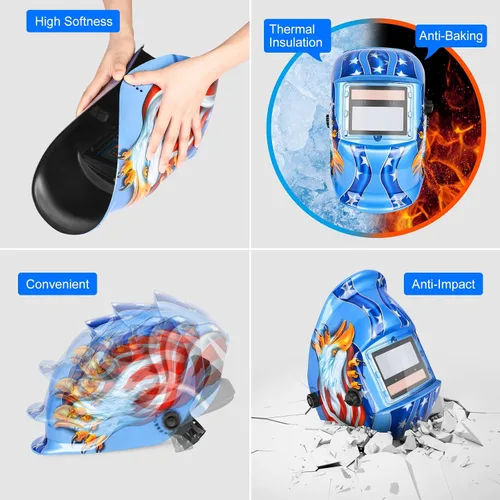 Miniatura 5 de Casco de Soldadura con Oscurecimiento Automático de Color Verdadero con Rango de Sombra Ajustable 4/9-13 para Máscara de Soldador TIG MIG ARC Azul