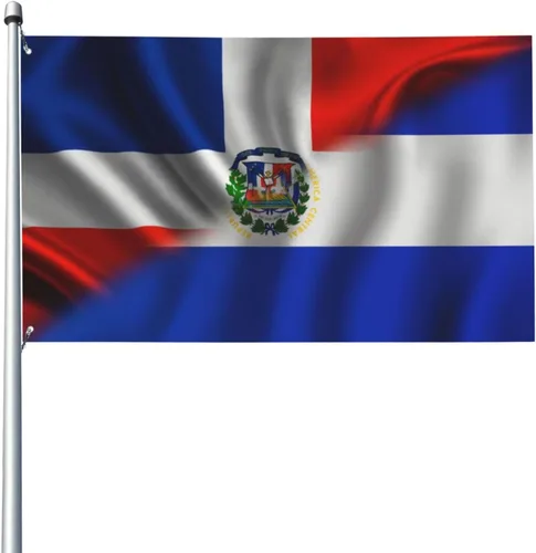 Bandera de Half Dominican Republic Half El Salvador de 3 x 5 pies, a prueba de decoloración, bandera de brisa exterior e interior, decoración del