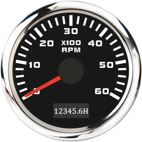 Miniatura 13 de ELING 52mm Generador 3000RPM Tacómetro con medidor de horas 12V 24V con retroiluminación roja Negro+Negro