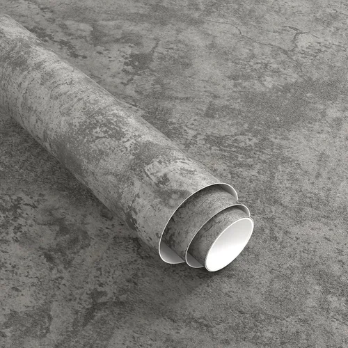 Papel tapiz de hormigón agrietado gris grueso de 12"x79" despegable y adhesivo (Muestra) Impermeable Papel de contacto de cemento gris Vinilo DIY