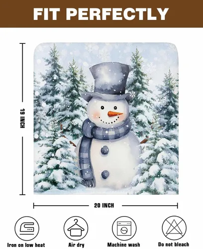 Miniatura 7 de Paquete de 4 fundas para respaldo de silla de muñeco de nieve de Navidad azul para sillas de comedor, lavables y extraíbles, protector de silla